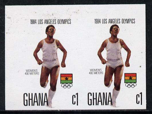 Ghana 1984 Womens 400m Race 1c imperf pair (ex Los Angeles Olympic Games set of 5) unmounted mint as SG 1104, stamps on running, stamps on women