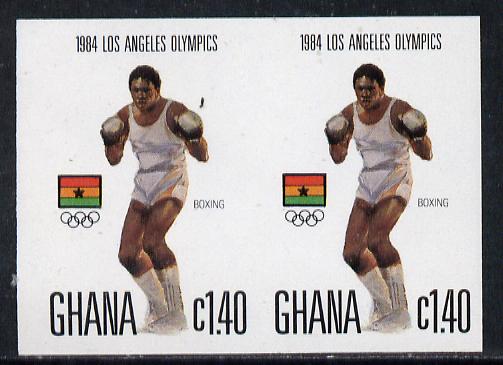 Ghana 1984 Boxing 1c40 imperf pair (ex Los Angeles Olympic Games set of 5) unmounted mint as SG 1105, stamps on boxing, stamps on sport