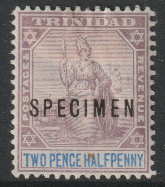 Trinidad 1896 Britannia 2.5d overprinted SPECIMEN with gum and only about 750 produced SG 117s, stamps on , stamps on  stamps on specimens