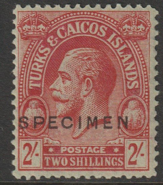 Turks & Caicos Is 1922 KG5 MCA Postage 2s overprinted SPECIMEN  with gum and only about 400  produced SG 174s, stamps on 