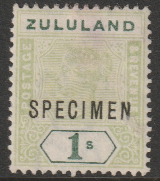Zululand 1894 QV Key PLate 1s overprinted SPECIMEN  without gum and only about 750 produced SG 25s, stamps on , stamps on  stamps on 