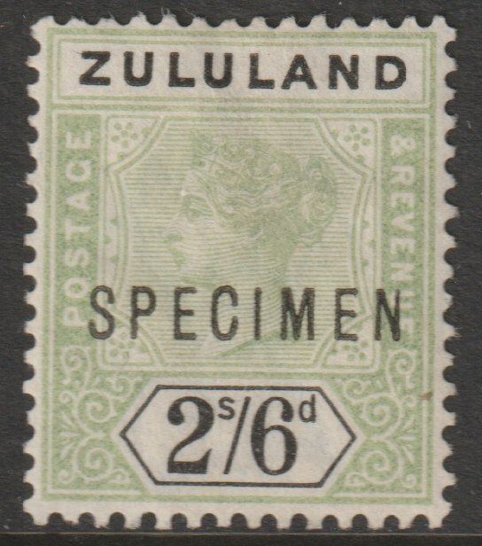 Zululand 1894 QV Key PLate 2s6d overprinted SPECIMEN  without gum and only about 750 produced SG 26s, stamps on 