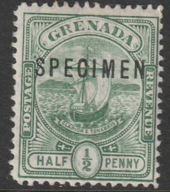 Grenada 1906 Badge of Colony 1/2d overprinted SPECIMEN  with gum and only about 750 produced SG 77s, stamps on 