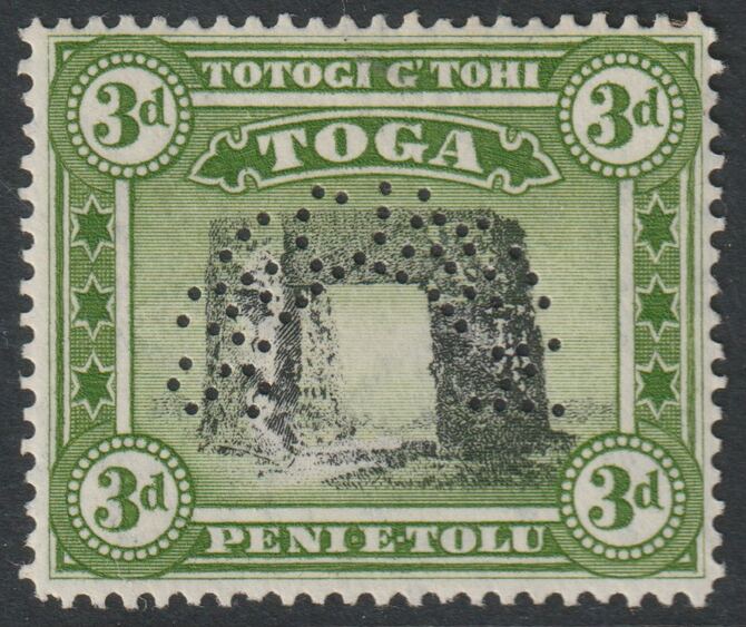 Tonga 1942-49 Pictorial 3d perforated SPECIMEN with gum, only about 400 produced, SG 78s, stamps on specimens