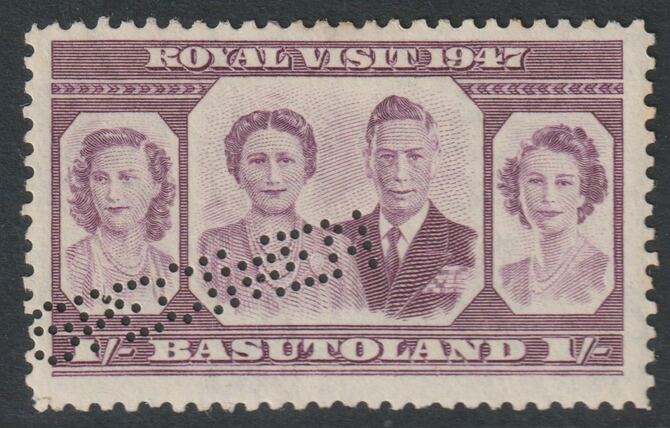 Bechuanaland 1947 Royal Visit 1s perforated SPECIMEN with gum, only about 400 produced, SG 135s, stamps on specimens, stamps on 