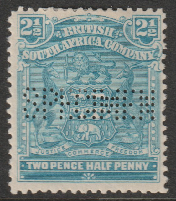 Rhodesia 1898 Arms 2.5d perforated SPECIMEN with gum, only about 750 produced, SG 80s, stamps on specimens, stamps on 