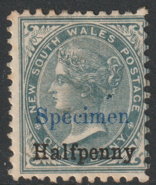 New South Wales 1891 QV Surcharged 1/2d on 1d overprinted SPECIMEN  some gum but foxed, SG 266s, stamps on 