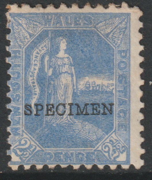 New South Wales 1890 QV Allegorical Figure 2.5d overprinted SPECIMEN  with gum and only 345 produced, SG 265as, stamps on 