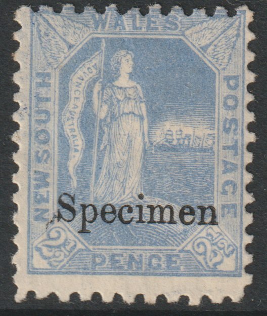 New South Wales 1890 QV Allegorical Figure 2.5d overprinted SPECIMEN  with gum and only 345 produced, SG 265as, stamps on 