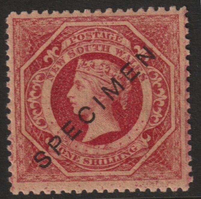 New South Wales 1854 QV,1s rose overprinted SPECIMEN,with gum SG Type 14, stamps on xxx