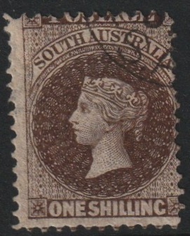 South Australia 1870-73 QV 1s large Star wmk P11.5 fine used with corner cds cancel, SG 108 cat Â£80, stamps on , stamps on  stamps on 