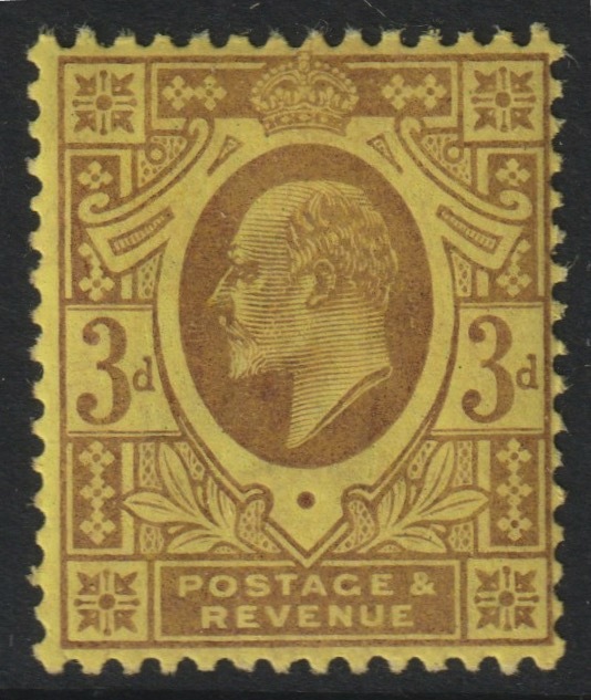 Great Britain 1902 KE7 3d pale purple on lemon unmounted mint SG 233b, stamps on , stamps on  ke7 , stamps on 