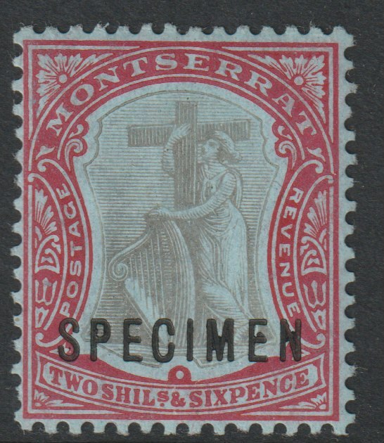 Montserrat 1908 Arms 2s6d overprinted SPECIMEN with SME Flaws (position 44) with gum, stamps on specimens