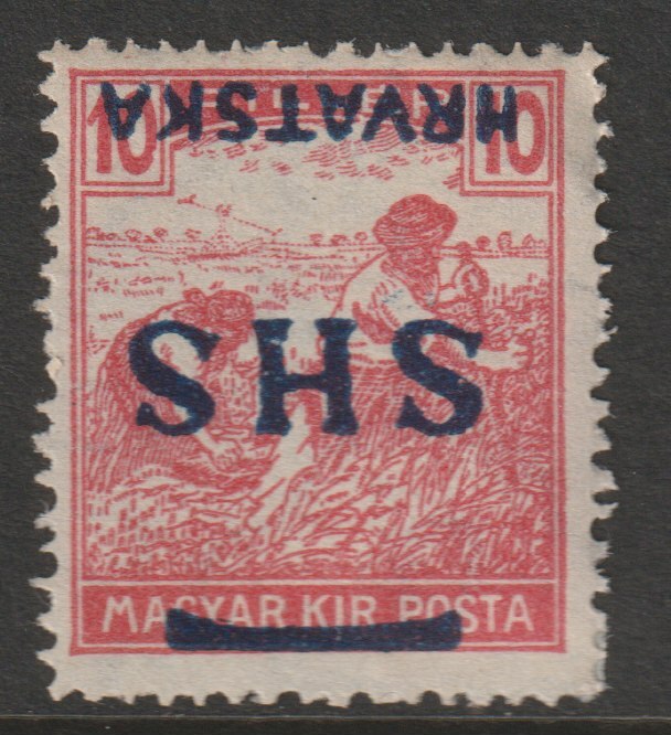 Yugoslavia - Croatia 1918 Harvesters 10f with Hrvatska SHS opt inverted unmounted mint SG 59var, stamps on agriulture, stamps on farming