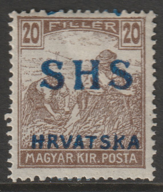 Yugoslavia - Croatia 1918 Harvesters 10f with Hrvatska SHS opt inverted mounted mint SG 59var, stamps on , stamps on  stamps on agriulture, stamps on  stamps on farming