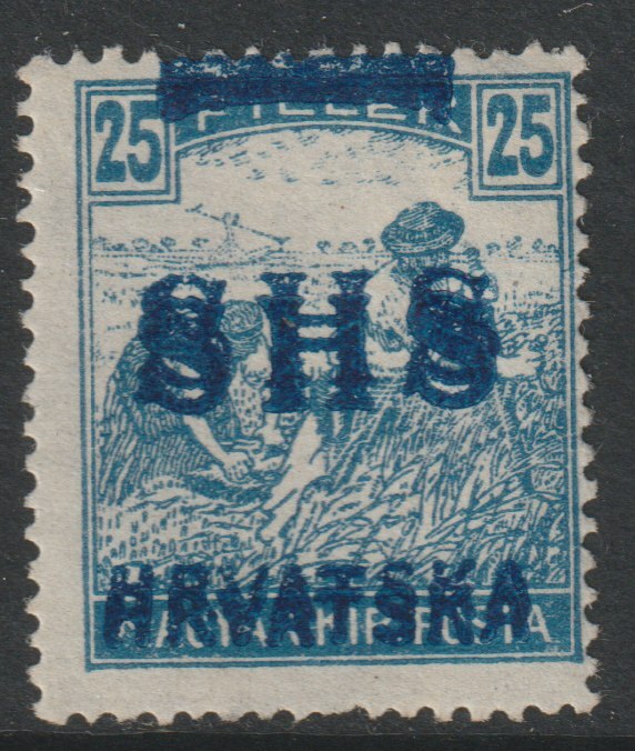 Yugoslavia - Croatia 1918 Harvesters 25f with Hrvatska SHS opt doubled, mounted mint SG 63var, stamps on agriulture, stamps on farming