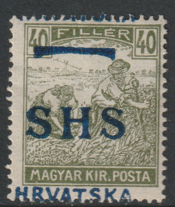 Yugoslavia - Croatia 1918 Harvesters 40f with Hrvatska SHS opt misplaced, mounted mint SG 65var, stamps on agriulture, stamps on farming
