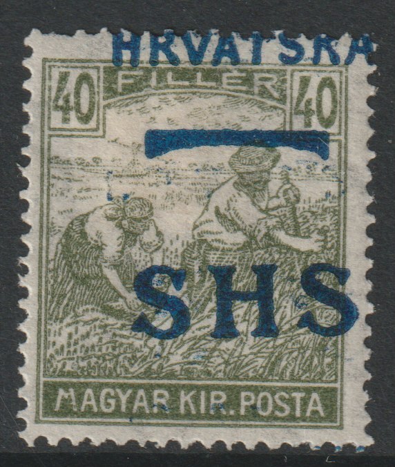 Yugoslavia - Croatia 1918 Harvesters 40f with Hrvatska SHS opt misplaced, mounted mint SG 65var, stamps on agriulture, stamps on farming