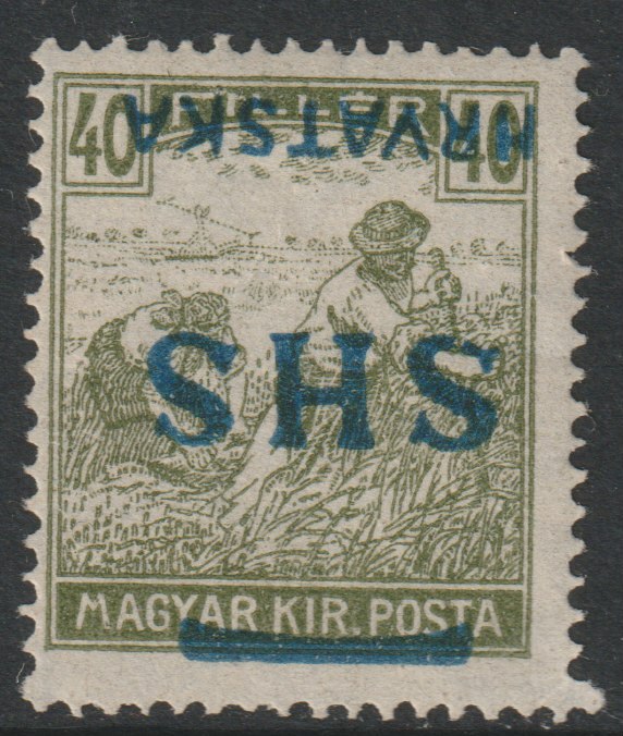 Yugoslavia - Croatia 1918 Harvesters 40f with Hrvatska SHS opt inverted, mounted mint SG 65var, stamps on , stamps on  stamps on agriulture, stamps on  stamps on farming