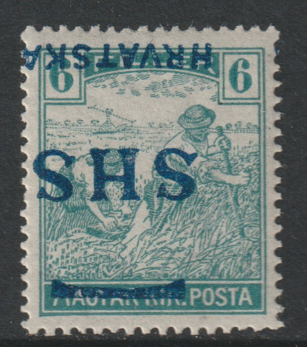 Yugoslavia - Croatia 1918 Harvesters 6f with Hrvatska SHS opt inverted unmounted mint SG 58var, stamps on agriulture, stamps on farming