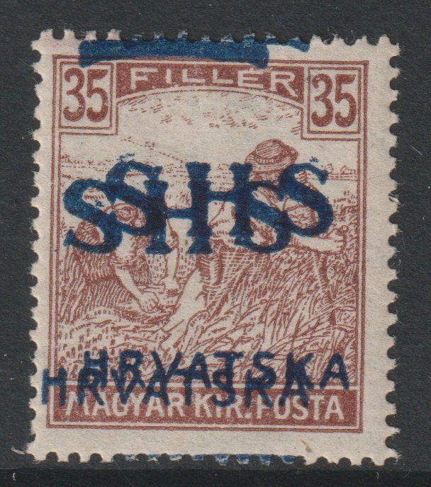Yugoslavia - Croatia 1918 Harvesters 35f with Hrvatska SHS opt doubled, mounted mint SG 64var, stamps on , stamps on  stamps on agriulture, stamps on  stamps on farming