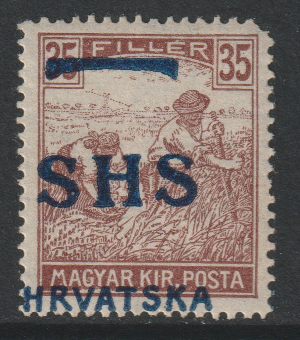 Yugoslavia - Croatia 1918 Harvesters 35f with Hrvatska SHS opt misplaced, mounted mint SG 64var, stamps on agriulture, stamps on farming