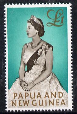 Papua New Guinea 1963 Queen Elizabeth II £1 unmounted mint, SG  45, stamps on , stamps on  stamps on royalty