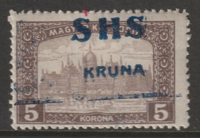 Yugoslavia - Croatia 1918 Parliament 5k with overprint misplaced (Hrvatska omitted) mounted mint SG 72var, stamps on parliament, stamps on buildings, stamps on constitutions