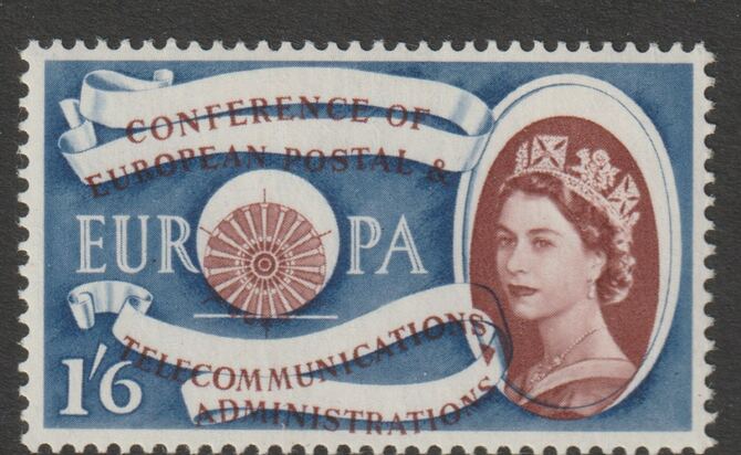 Great Britain 1960 Europa - CEPT Conference 1s6d with major shift of brown, unmounted mint SG 622var, stamps on europa, stamps on cept, stamps on communications