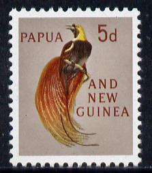 Papua New Guinea 1963 Bird of Paradise 5d unmounted mint, SG 42*, stamps on , stamps on  stamps on birds, stamps on  stamps on birds of paradise