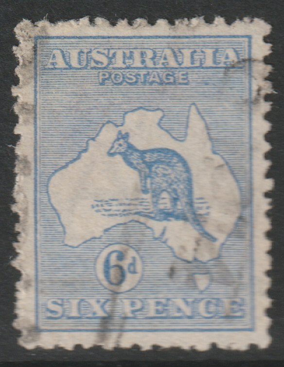 Australia 1913 Roo 6d ultramarine good used, SG9, stamps on kangaroos, stamps on maps