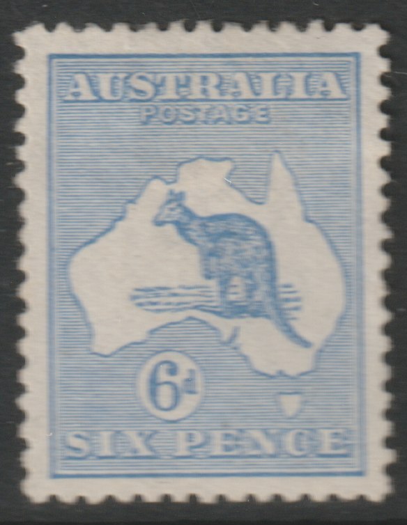 Australia 1913 Roo 6d ultramarine mounted mint, well centred, SG9, stamps on , stamps on  stamps on kangaroos, stamps on  stamps on maps