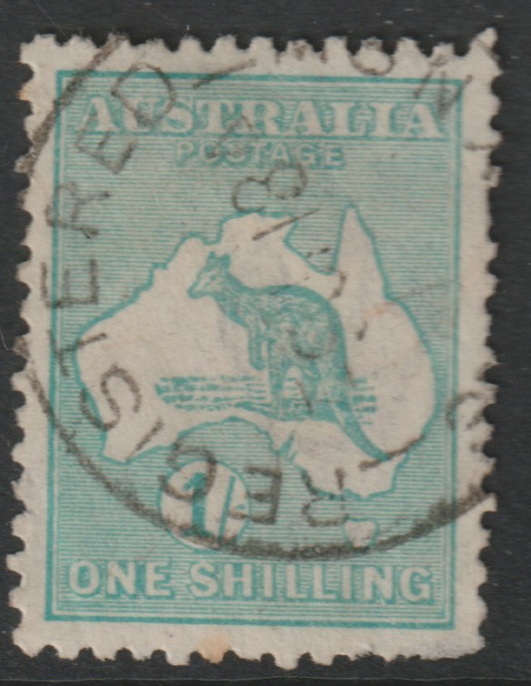 Australia 1913 Roo 1s emerald good used but nibbled perfs, SG11, stamps on , stamps on  stamps on kangaroos, stamps on  stamps on maps