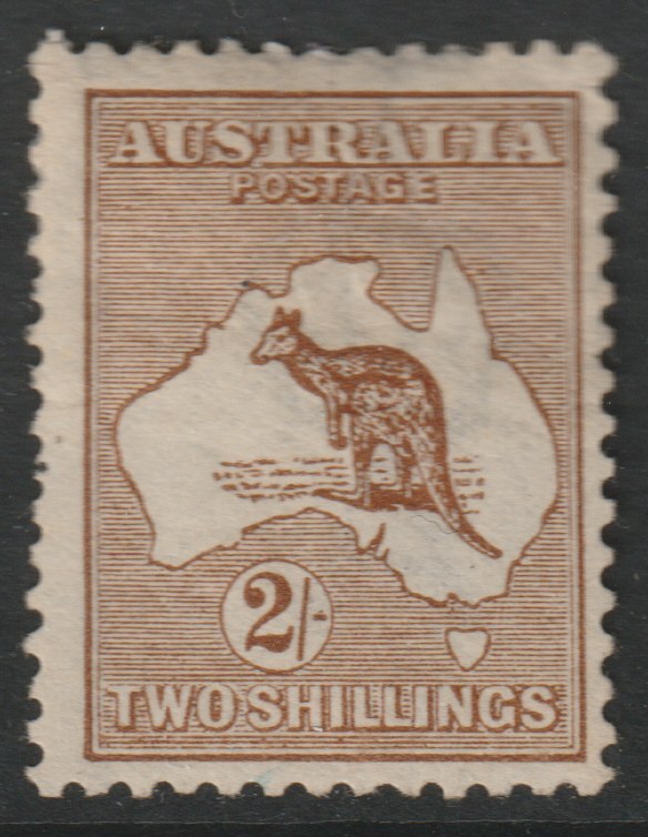 Australia 1913 Roo 2s brown mounted mint, centred to right, SG12, stamps on kangaroos, stamps on maps