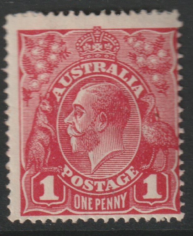 Australia 1914 KG5 1d carmine-pink mounted mint, centred to SE and light horiz crease, SG21ce, stamps on , stamps on  stamps on , stamps on  stamps on  kg5 , stamps on  stamps on 