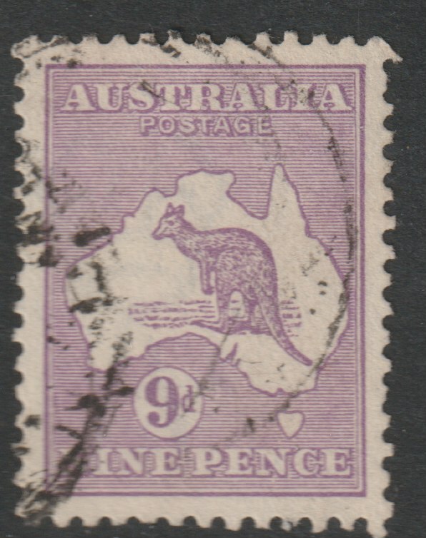 Australia 1915 Roo 9d violet die II good used, SG27, stamps on kangaroos, stamps on maps