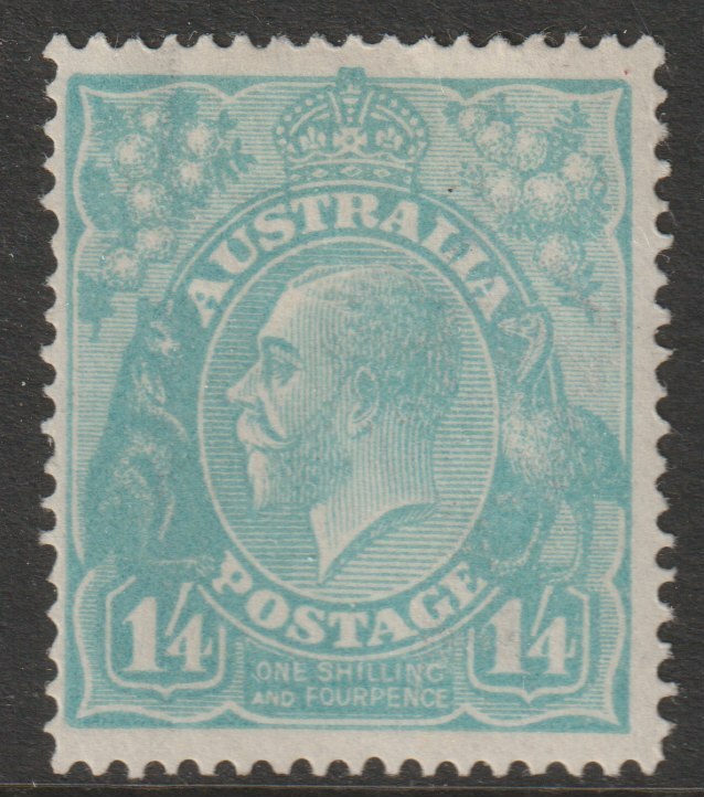 Australia 1918 KG5 1s4d dull greenish-blue mounted min well centred, SG66a, stamps on , stamps on  kg5 , stamps on 