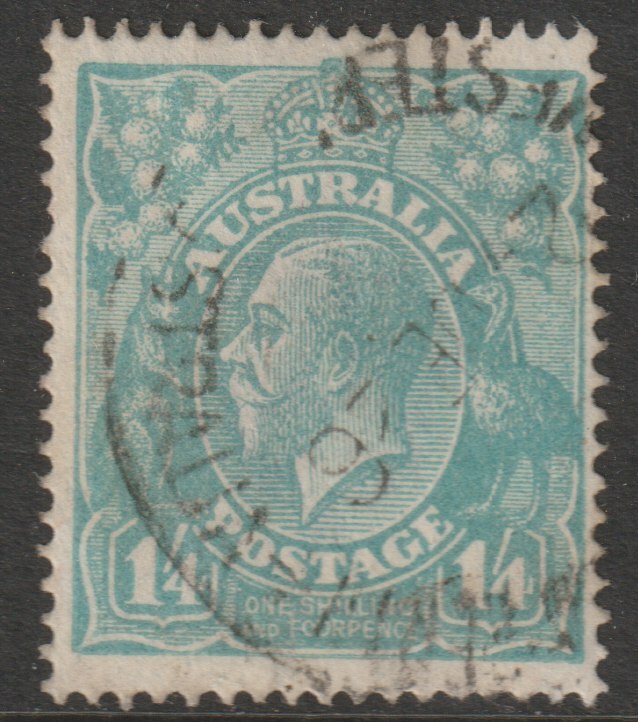 Australia 1918 KG5 1s4d dull greenish-blue cds used, SG66a, stamps on , stamps on  kg5 , stamps on 