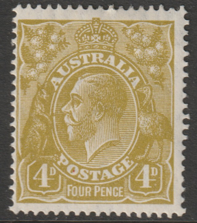 Australia 1926 KG5 4d yellow-olive mounted mint SG91, stamps on , stamps on  stamps on , stamps on  stamps on  kg5 , stamps on  stamps on 