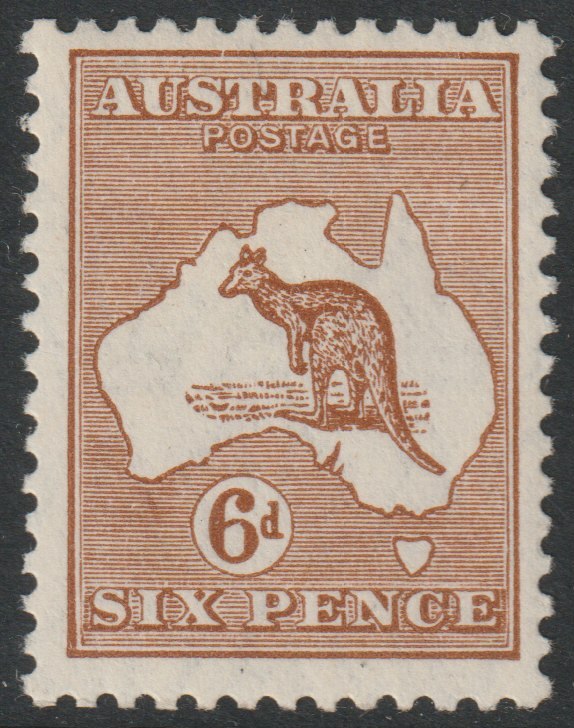 Australia 1929 Roo 6d chestnut die IIB mounted mint, SG107, stamps on , stamps on  stamps on kangaroos, stamps on  stamps on maps