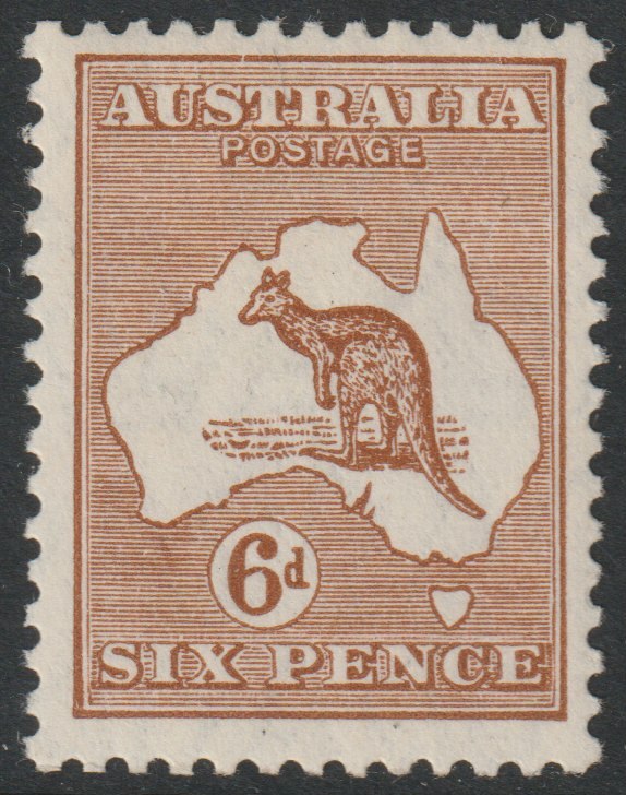 Australia 1929 Roo 6d chestnut die IIB mounted mint, SG107, stamps on kangaroos, stamps on maps