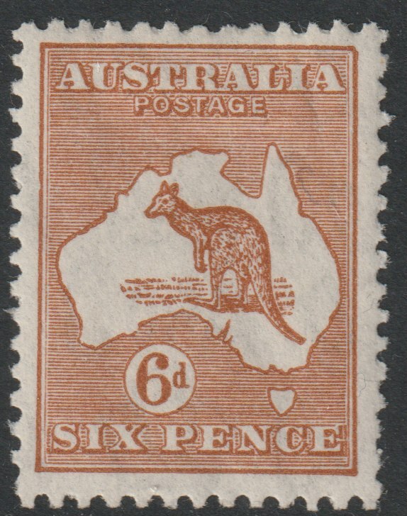 Australia 1929 Roo 6d chestnut die IIB mounted mint, SG107, stamps on kangaroos, stamps on maps