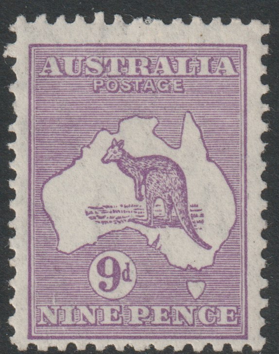 Australia 1929 Roo 9d violet die IIB mounted mint, SG108, stamps on kangaroos, stamps on maps