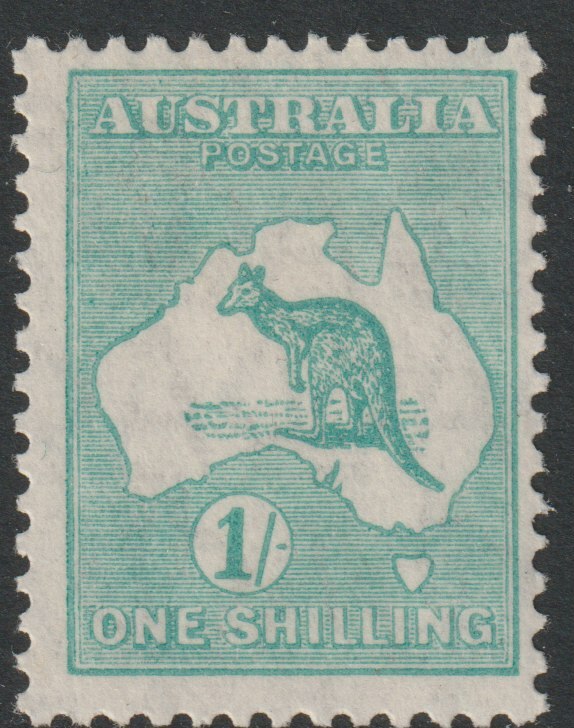 Australia 1929 Roo 1s blue-green die IIB mounted mint, SG109, stamps on , stamps on  stamps on kangaroos, stamps on  stamps on maps