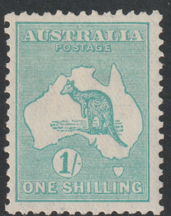 Australia 1929 Roo 1s blue-green die IIB mounted mint, SG109, stamps on , stamps on  stamps on kangaroos, stamps on  stamps on maps