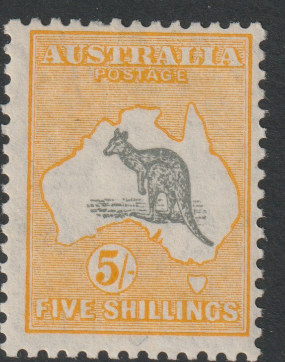 Australia 1929 Roo 5s grey & yellow die II mounted mint, SG111, stamps on , stamps on  stamps on kangaroos, stamps on  stamps on maps