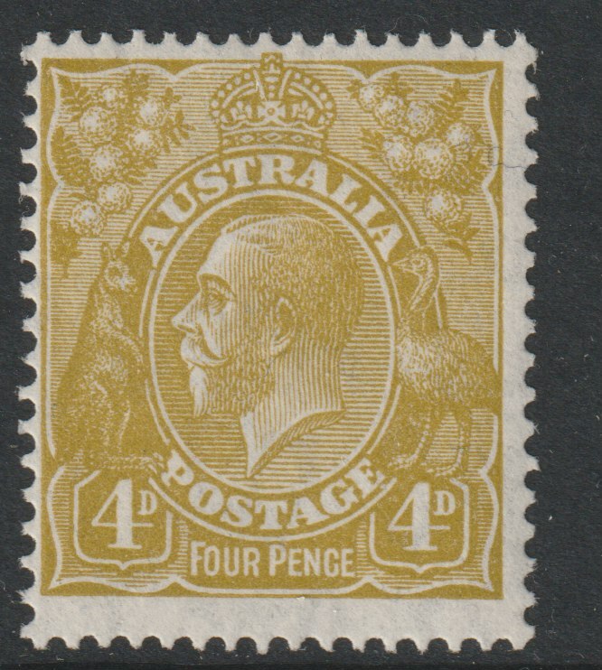 Australia 1931 KG5 4d yellow-olive mounted mint,SG129, stamps on , stamps on  kg5 , stamps on 
