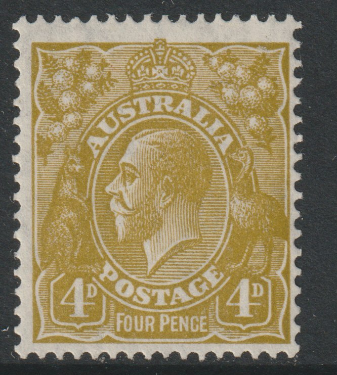 Australia 1931 KG5 4d yellow-olive unmounted mint,SG129, stamps on , stamps on  stamps on , stamps on  stamps on  kg5 , stamps on  stamps on 
