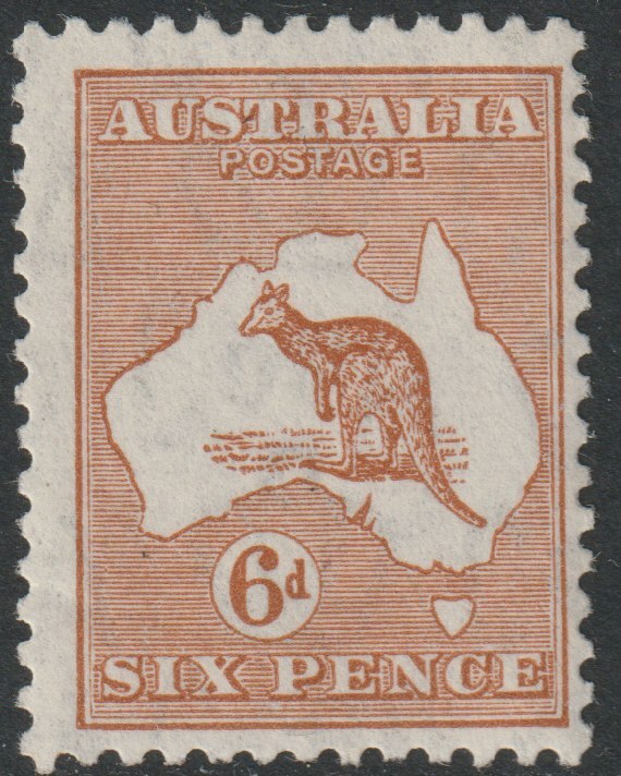 Australia 1931 Roo 6d chestnut die IIB mounted mint, SG132, stamps on , stamps on  stamps on kangaroos, stamps on  stamps on maps