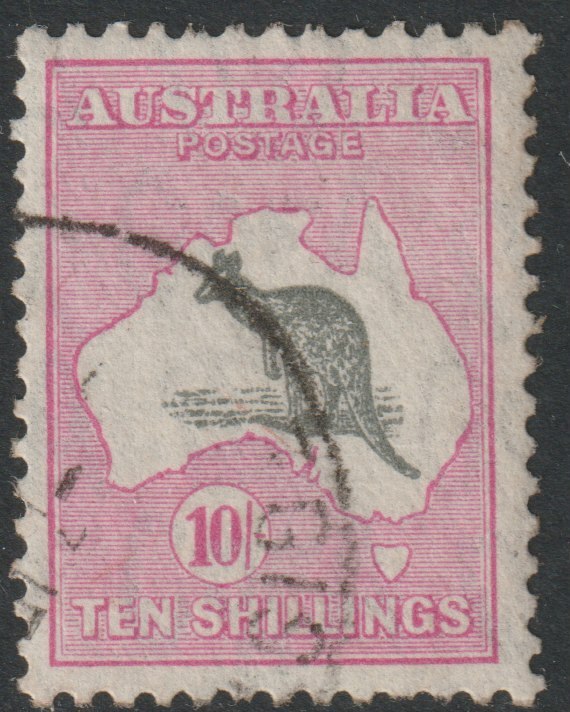 Australia 1931 Roo 10s grey & pink die II good used SG136, stamps on , stamps on  stamps on kangaroos, stamps on  stamps on maps